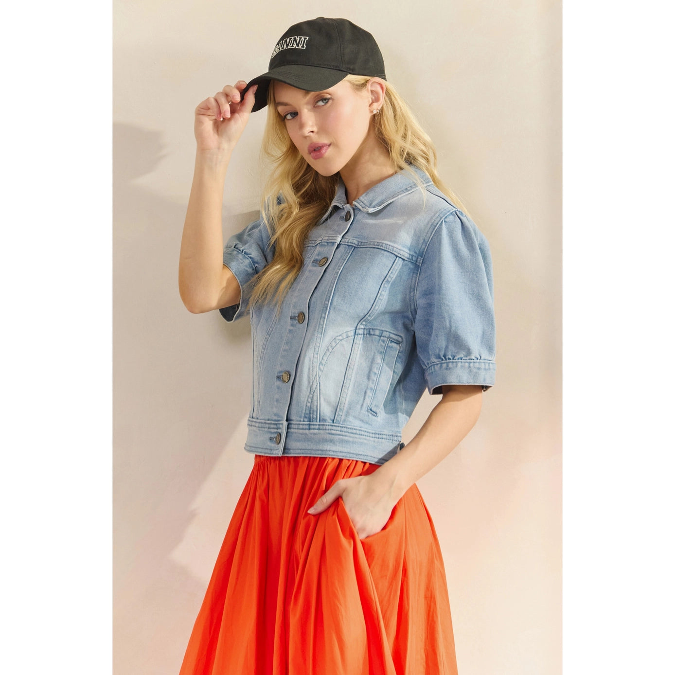 Puff Sleeve Denim Jacket