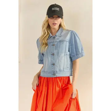 Puff Sleeve Denim Jacket